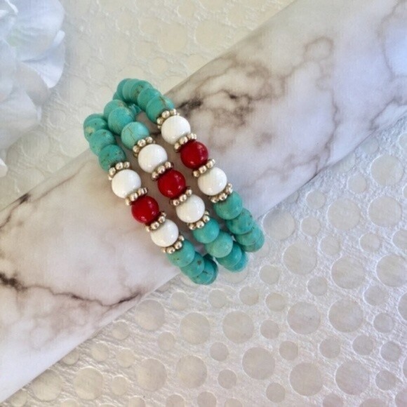 Stretch Bracelet Magnesite Turquoise‎ - Picture 4 of 5